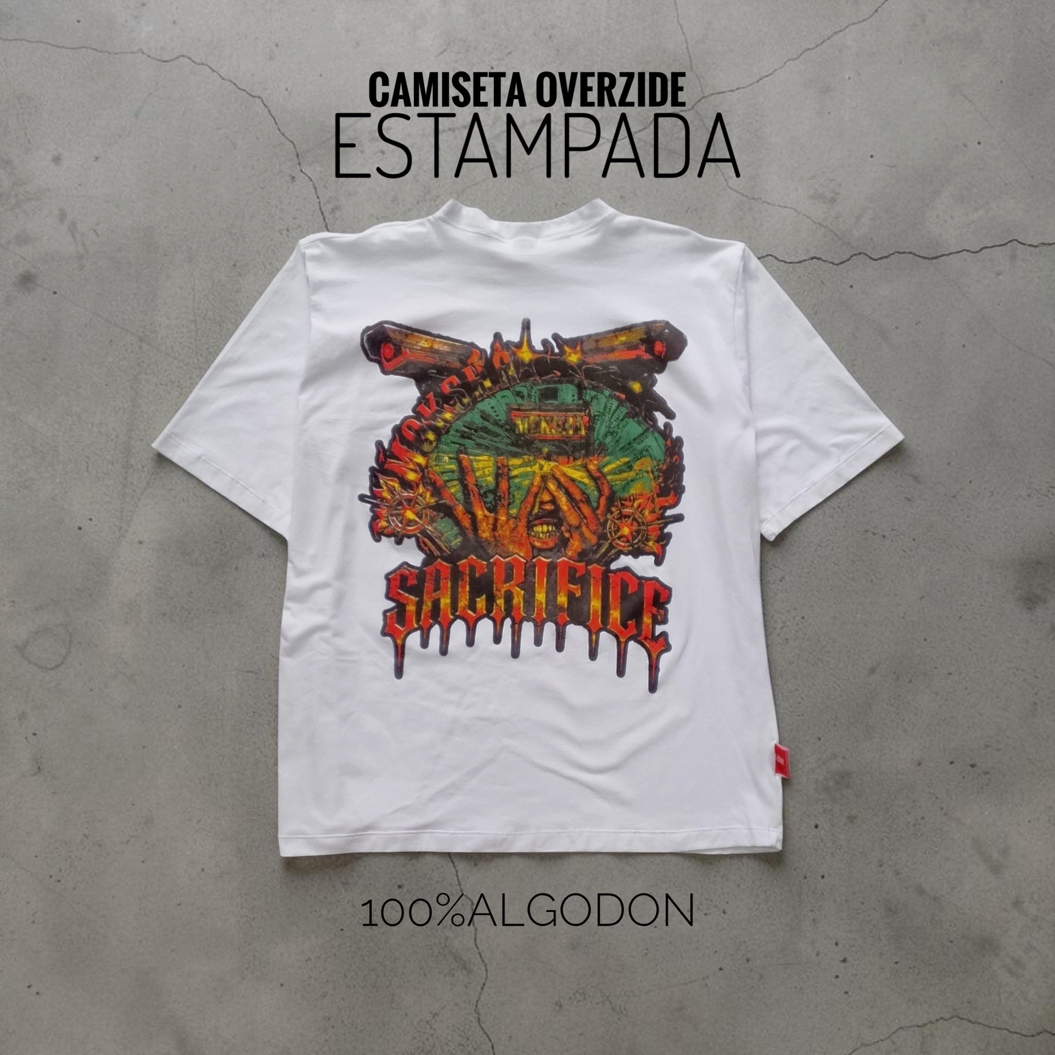 CAMISETAS OVERSIZE ESTAMPADA BLANCA
