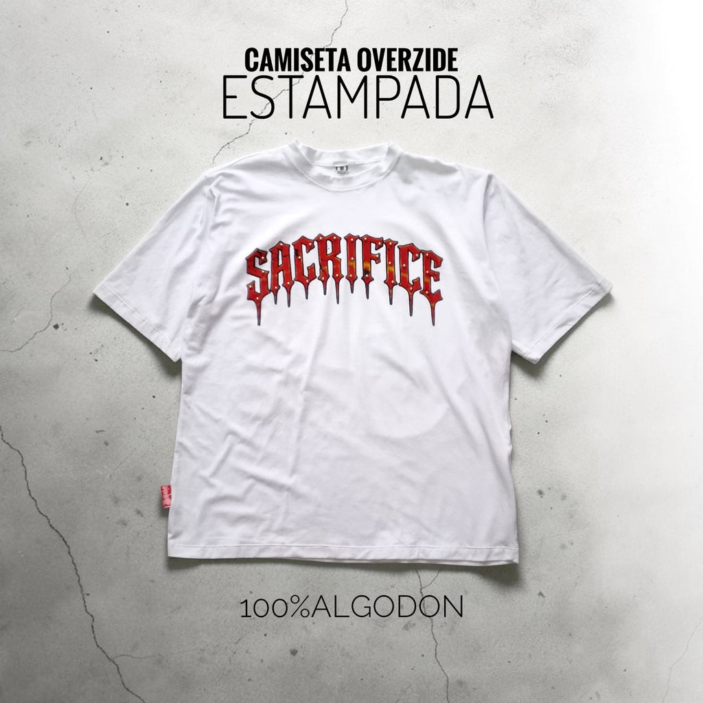 CAMISETAS OVERSIZE ESTAMPADA BLANCA