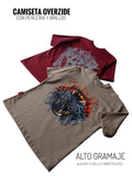 CAMISETAS OVERSIZE ALTO GRAMAJE PEDRERIA/DETALLADO BEIS/ROJO