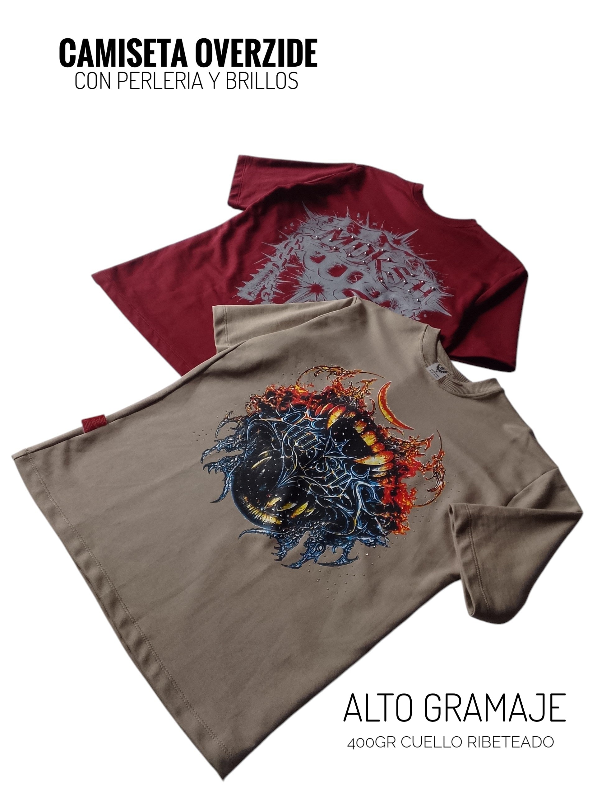 SET 2 CAMISETAS OVERSIZE ALTO GRAMAJE /COLOR ALETORIO