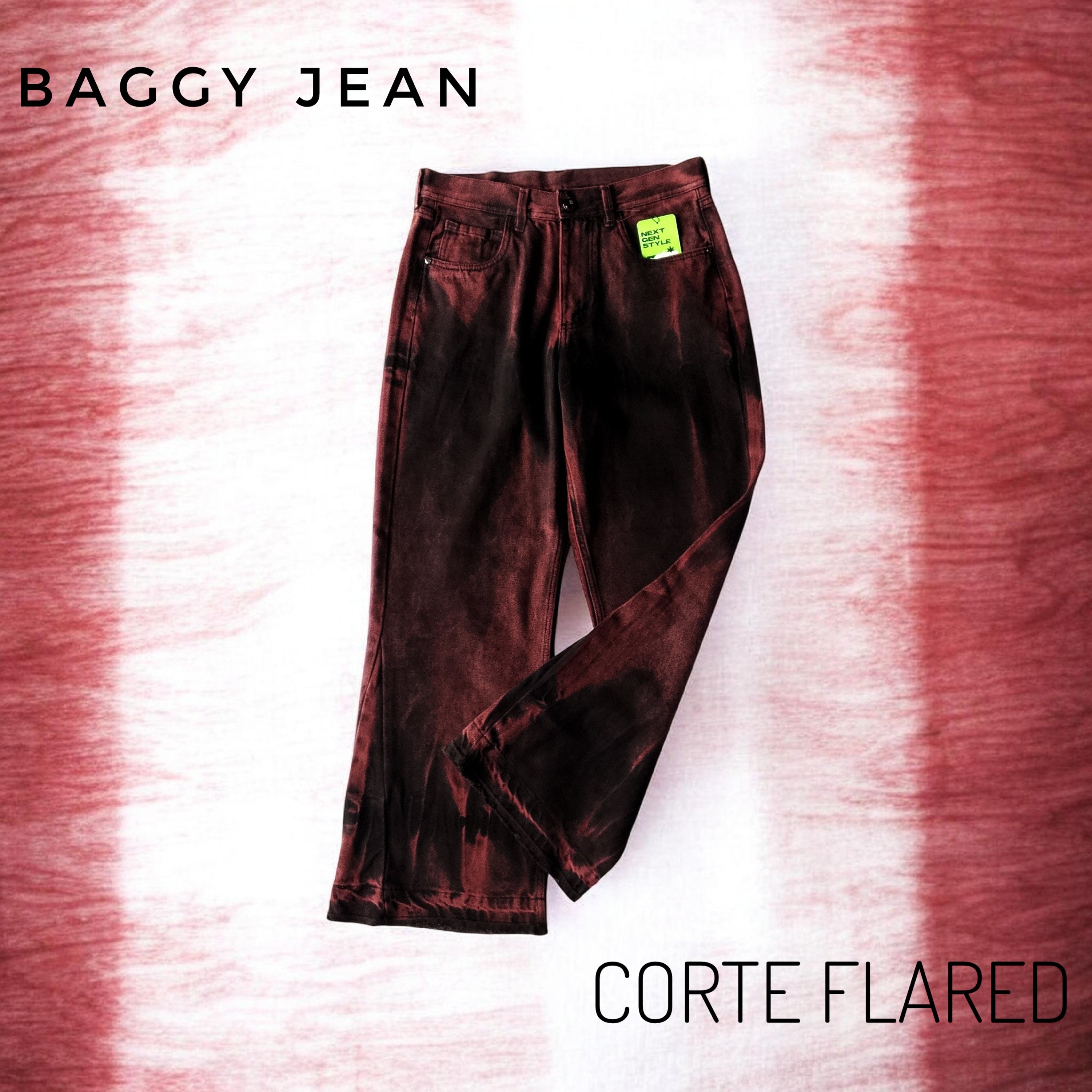 BAGGY FLARED JEAN ROJO